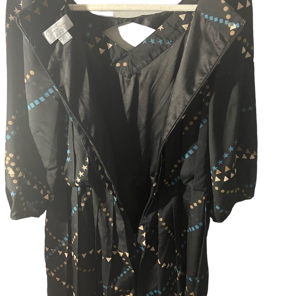 Jessica Simpson Women Size 10 Geometric Star Pleated Black Dress - Picture 4 of 5